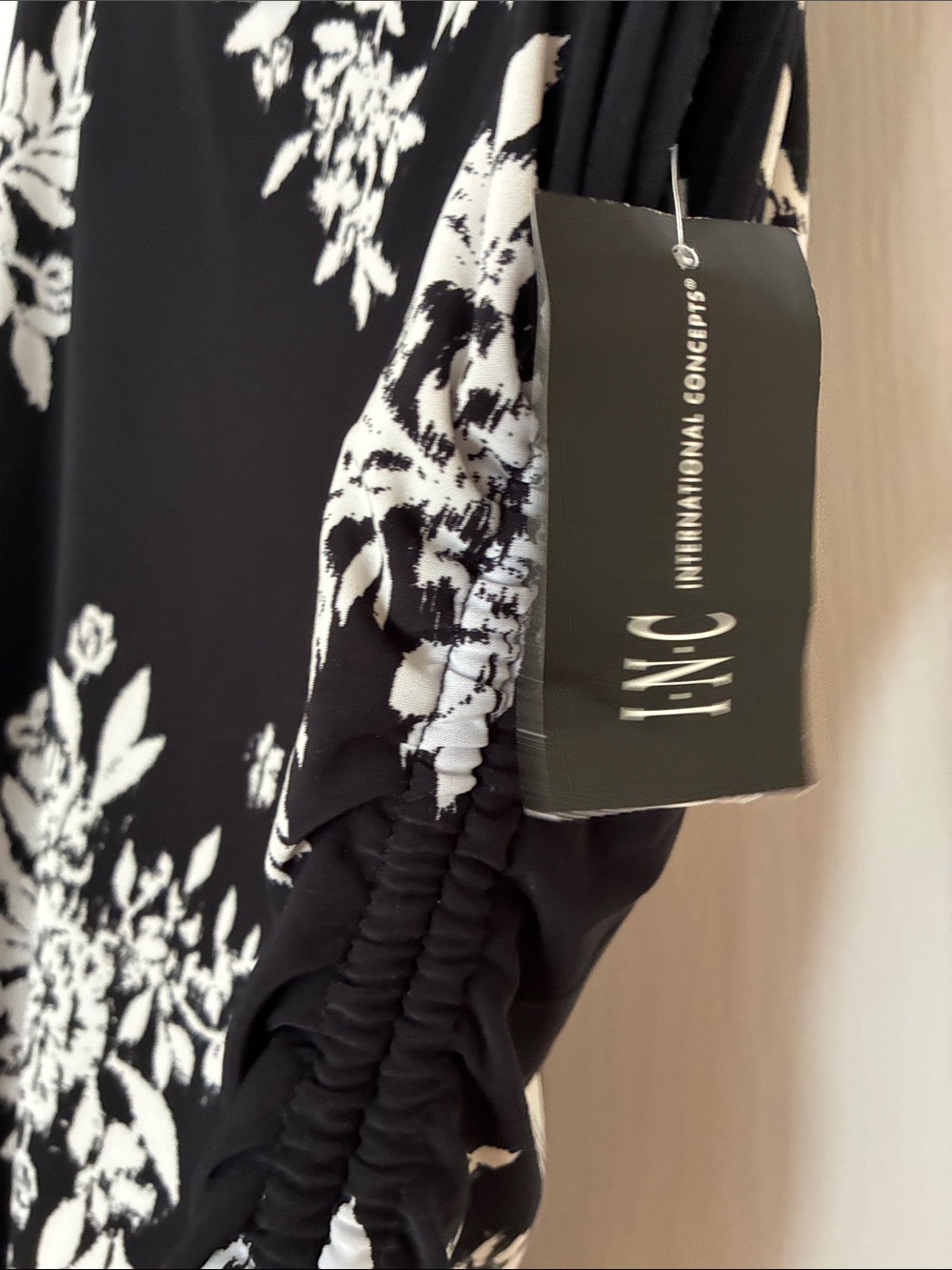 INC International Concepts Black/White Floral Tank Dress & Side Tie - NWT - Picture 5 of 6
